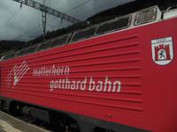 der Glacier Express zur Matterhorn-Gotthardbahn gehörig  