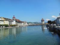 Blick auf Kapellbrücke und Reussbrücke in Luzern 