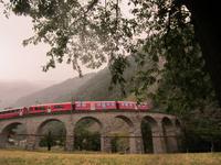 Fahrt mit dem Bernina-Express-Kreisviadukt in Brusio