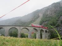 Fahrt mit dem Bernina-Express-Kreisviadukt in Brusio