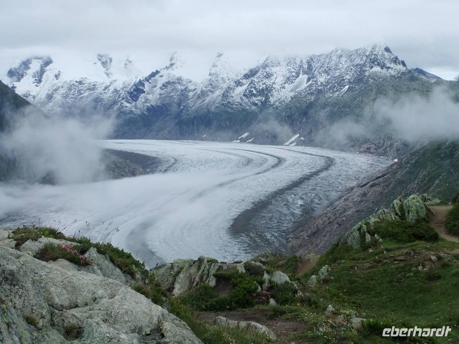 Blick von der Moosfluh auf den Aletschgletscher
