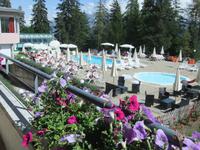 Blick zum Poolbereich des Hotels