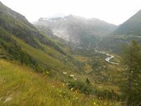 Blick von der Grimselpass-Strasse zum Rhonegletscher