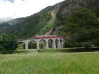 Fahrt mit dem Bus von Tirano nach Sils, Kreisviadukt bei Brusio