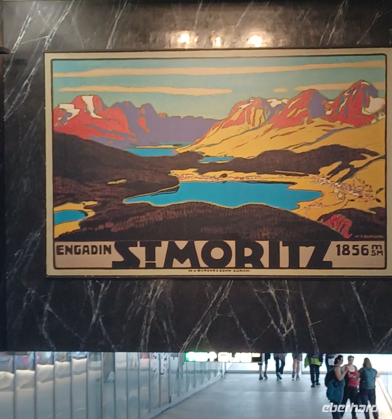 St. Moritz - Werbeplakt in den Angängen des Tourismus