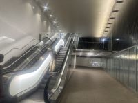 eine lange Rolltreppe verbindet den St. Moritz See mit der Straße oberhalb 