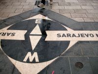 Sarajevo, imaginäre Grenze zwischen Abend- und Morgenland