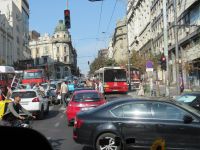Verkehrschaos in Belgrad in Serbien
