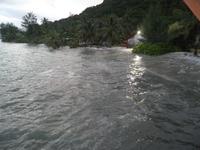 Flut am New Emerald Cove Hotel auf Praslin