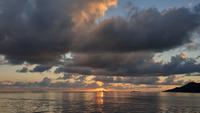 Sonnenuntergang auf dem Weg zurück nach Mahe, Seychellen (2)