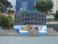 Singapur - Merlion wird restauriert