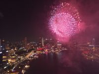 Silvesterfeuerwerk über Marina Bay 