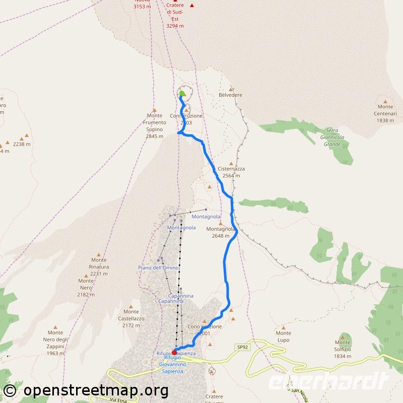 Wanderroute Ätna, © openstreetmap.org