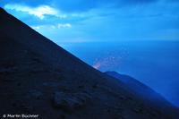 Eruption am Gipfelgrat des Stromboli