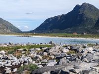 am Strand von Flakstadt zur Mittagspause
