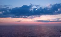 Sonnenuntergang vom Schiff aus gesehen