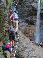 Leiteraufstieg in der Schlucht Sucha Bela im Slowakischen Paradies