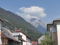 Blick auf den Triglav von Bovec aus