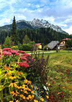 Am Abend haben wir plötzlich den freien Blick auf die Berge um Kranjska Gora