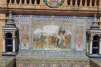 Plaza de España, Sevilla: Granada - dargestellt ist die Schlüsselübergabe am 2. Januar 1492 durch Boabdil an die Kath. Könige