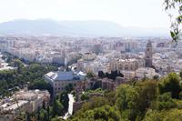 Blick auf Málaga, Palacio de Aduana, Alcazaba und Kathedrale