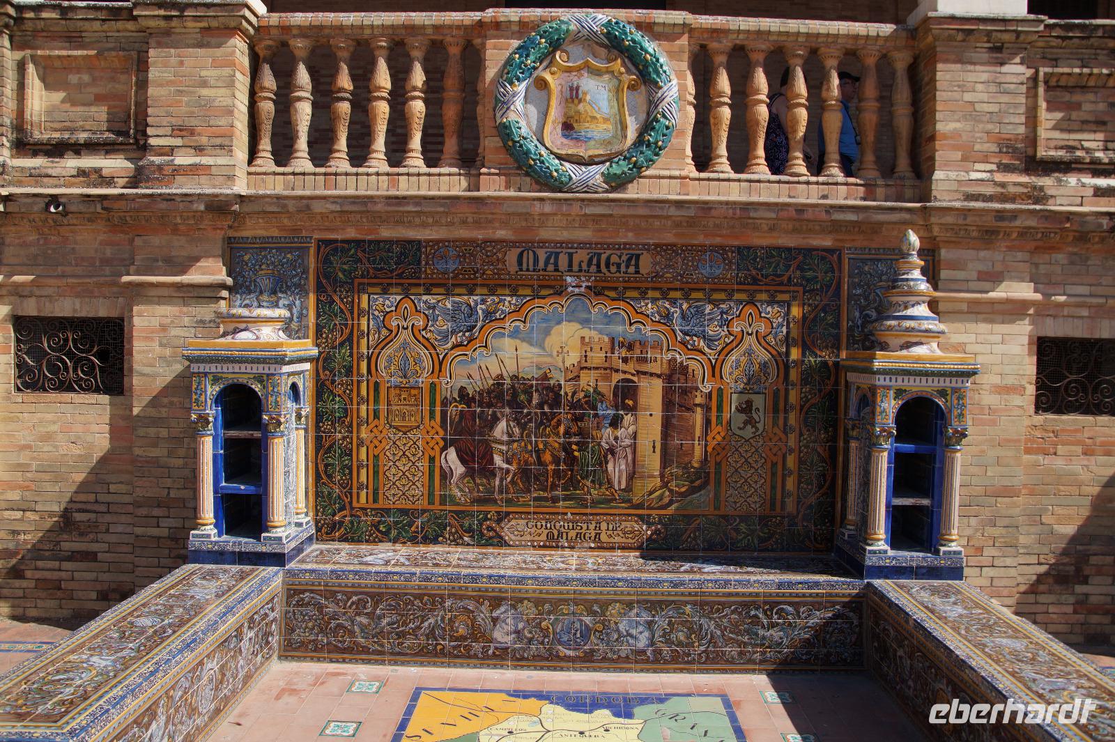 Repräsentation Málagas auf der Plaza de España, Sevilla