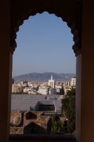 Blick von den Palästen der Alcazaba auf Málaga