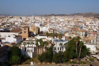 Blick von der Alcazaba von Málaga auf das Picassomuseum