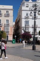 Bougainvillea, an der Plaza de San Antonio. Sie wächst nicht an dem Haus sondern aus ihm heraus.