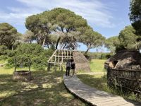 Spanien, Fahrt durch den Nationalpark Doñana, ehemalige Häuser der Köhlerfamilien