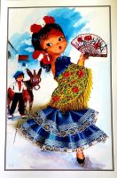 Kunstvoll gestickte Karte, ein Geschenk eines Ehepaares meiner Gruppe zum Abschied. Rundreise Andalusien - der Zauber Spaniens 