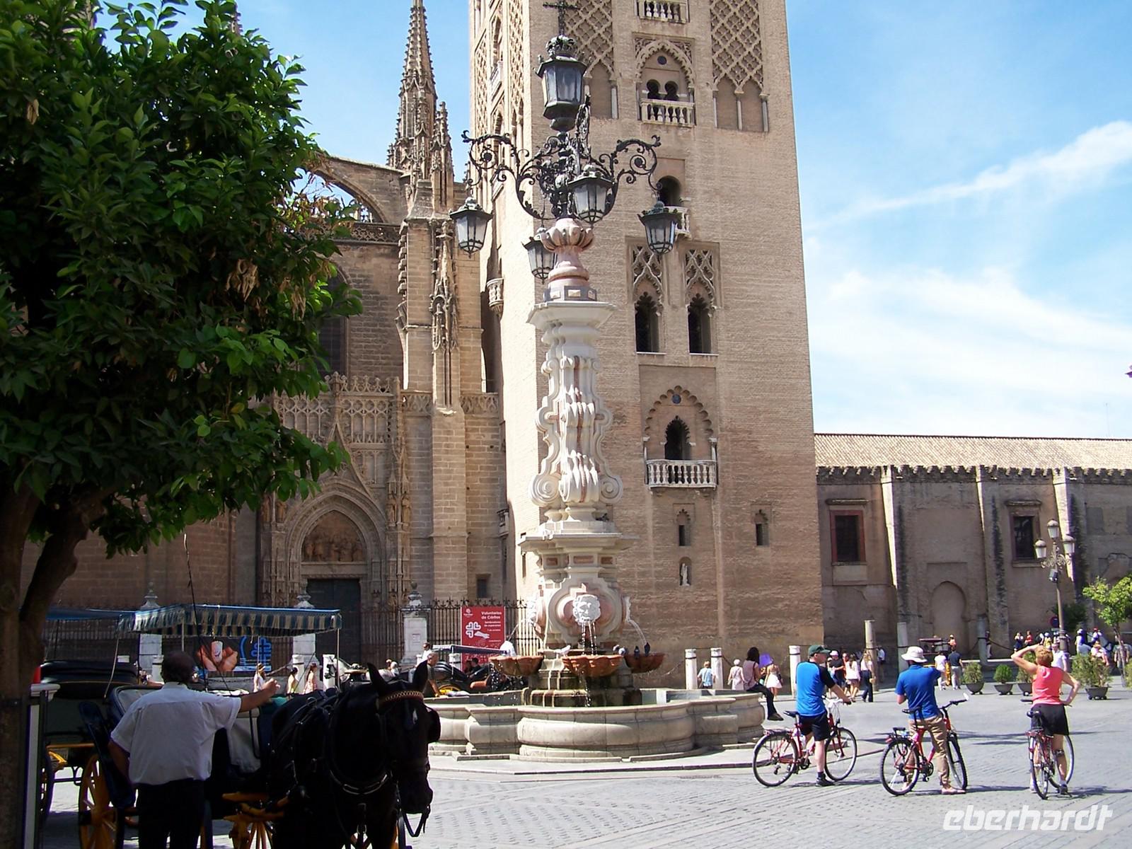 Vor der Giralda in Sevilla