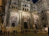 Die Kathedrale von Malaga bei Nacht