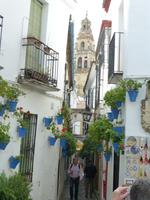 Blick auf den Turm der Mesquita durch die Blumengasse