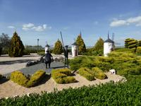 Don Quichote und Sancho Pansa auf einem Rasthof