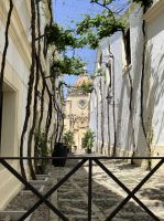 Spanien, Jerez de la Frontera, Tío Pepe, Blick auf Kathedrale 