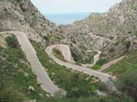 Serpentine Strasse zu Sa Calobra und Schlucht des Torrent de Pareis