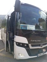 Unser Bus auf Mallorca und Eberhardt Schild für Erkennung