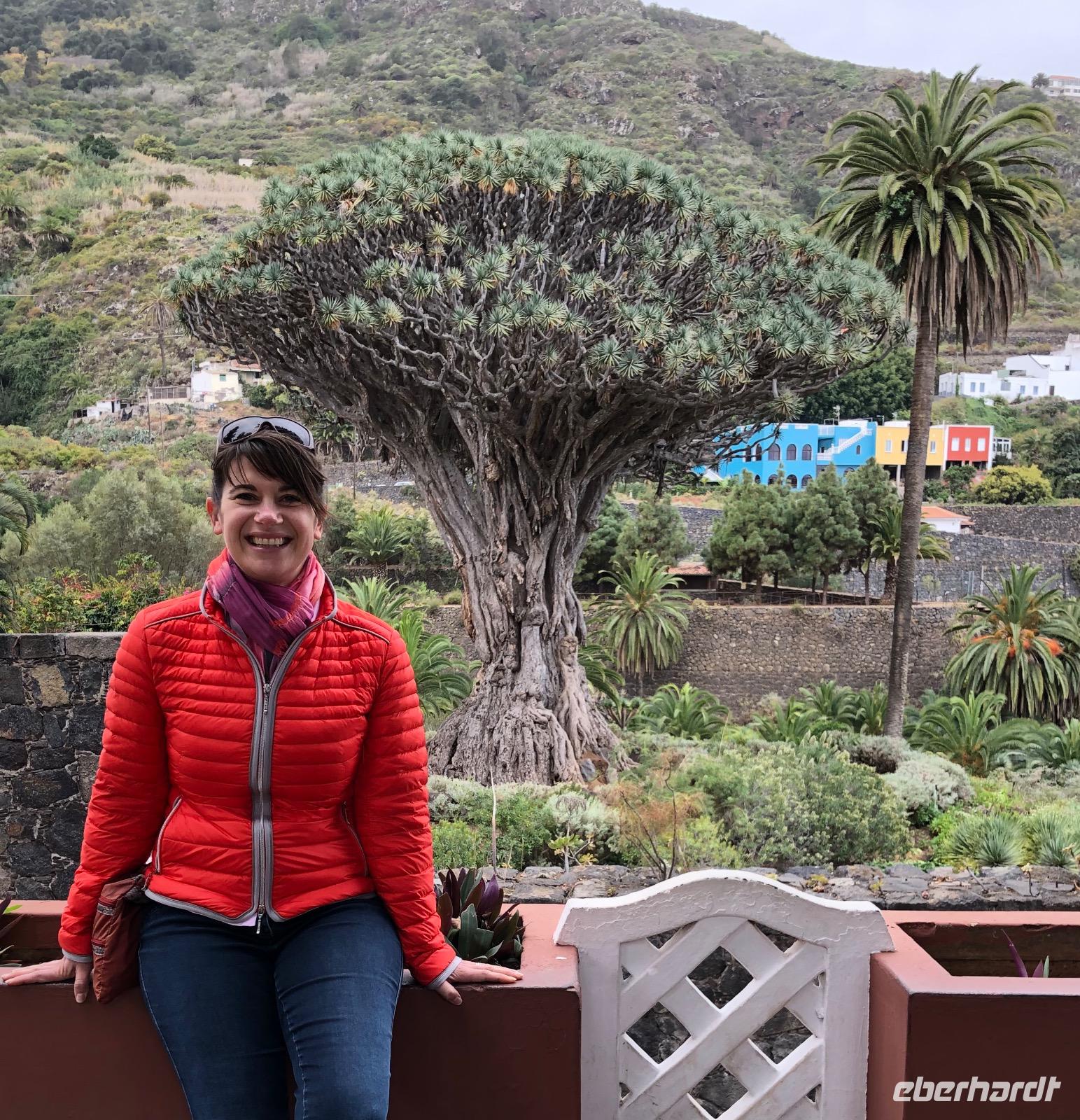 Ihre Reiseleitung Sabine vor dem 1000jährigen Drachenbaum