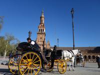 Spaziergang durch den Plaza España in Sevilla