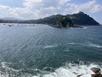 Spanien, San Sebastian, Blick auf Isla St. Clara