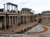 Blick auf die Bühne des römischen Theaters von Mérida
