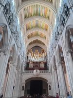 Almudena Kathedrale - die bunt verzierte Decke und Orgel - Madrid