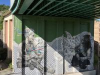 Spanien, Bilbao, Kunst unter der La Salve Brücke