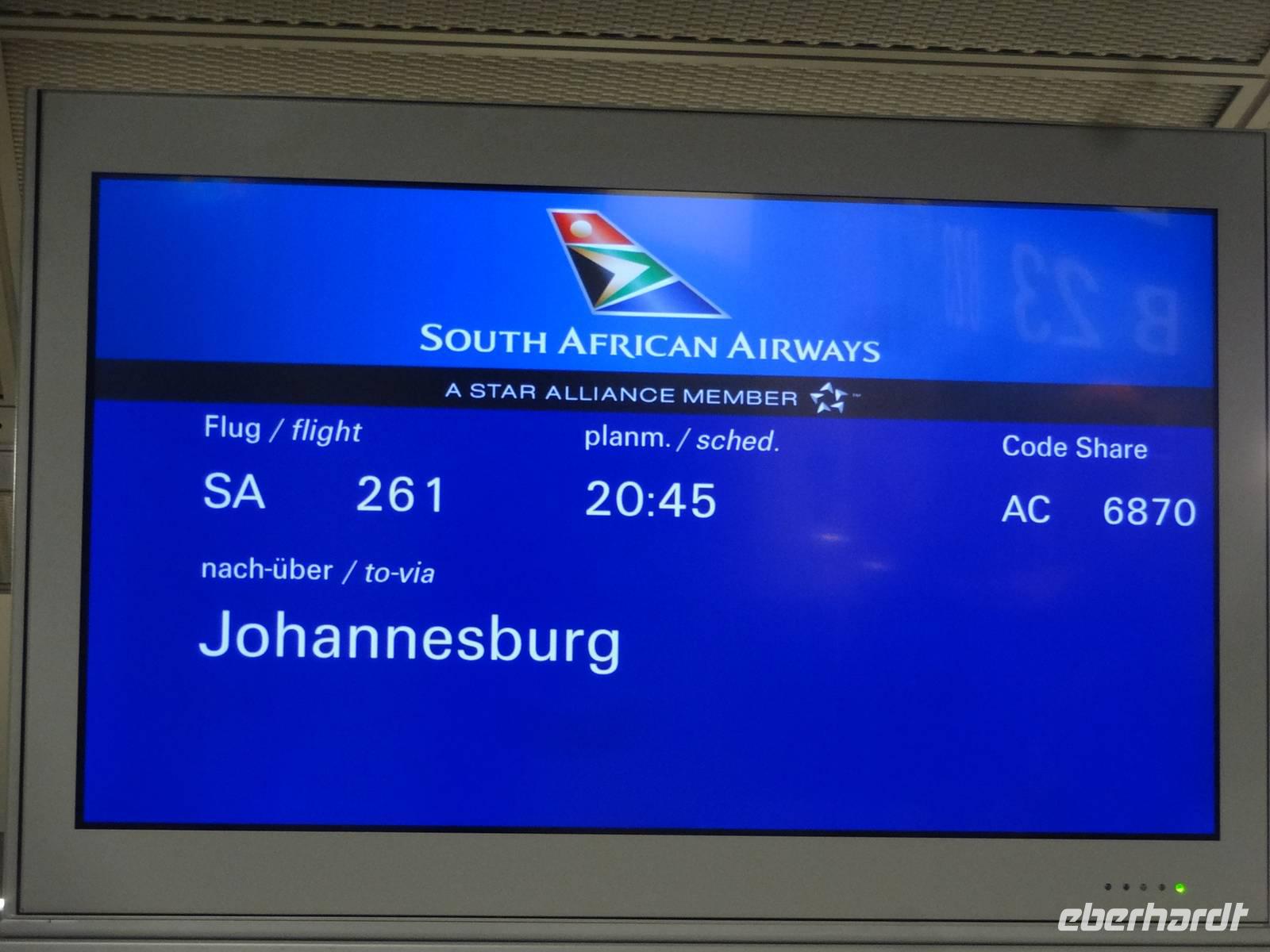 Abflug nach Südafrika