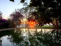 Wir werden vom Sonnenuntergang geweckt und die meisten können ihn aus dem Bett heraus genießen