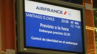 Anzeigetafel für Langstreckenflug von Paris nach Santiago de Chile