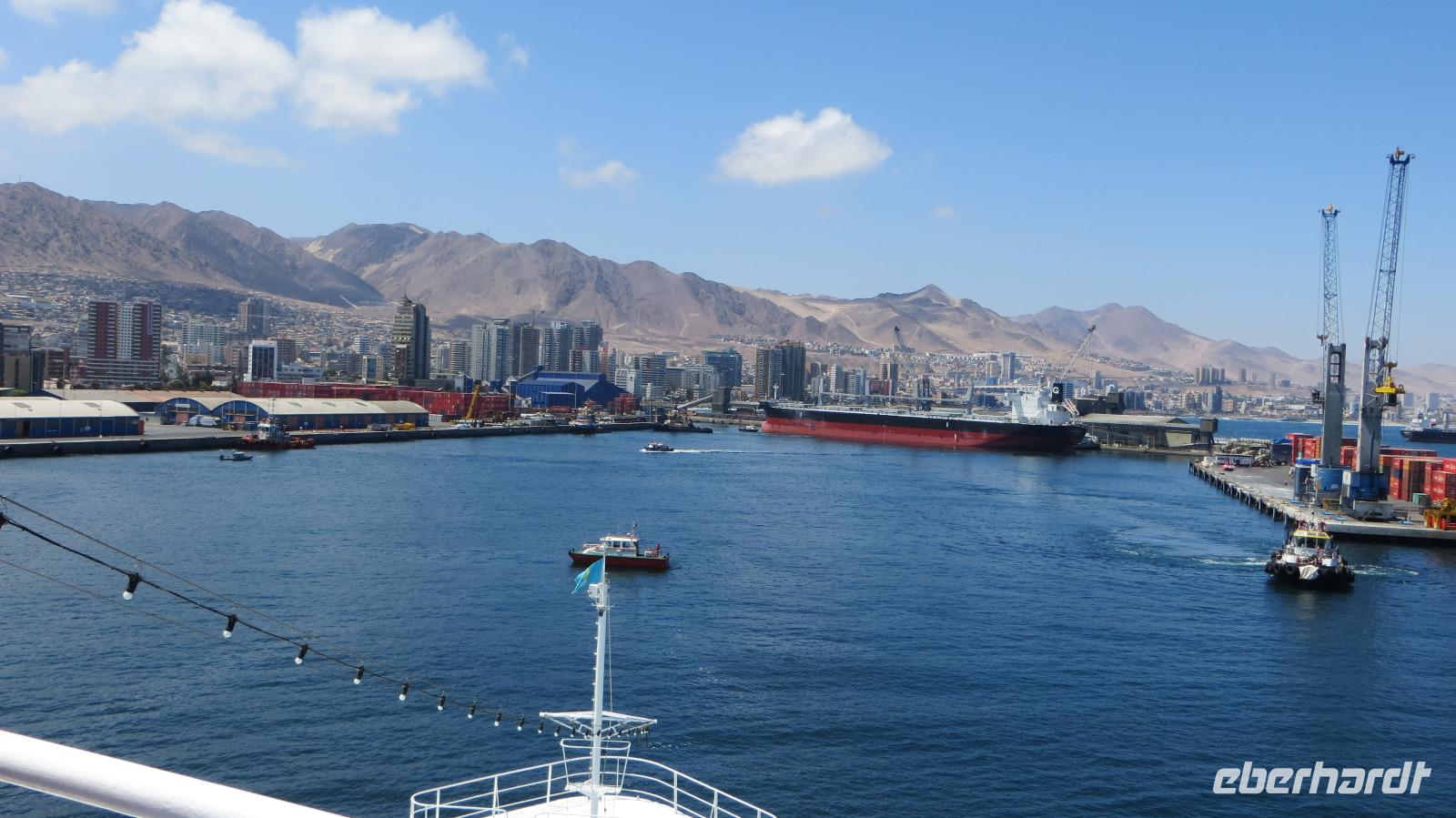 Ankunft am Hafen von Antofagasta, Chile