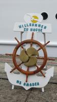 Willkommensschild MS Amadea, im Hafen von Valparaiso, Chile