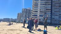 Tai Chi Gruppe am Strand in Vina del Mar, Chile